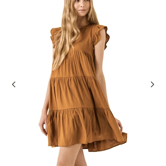 English Factory Dresses & Skirts - English Factory Tiered Mini Dress Rust Orange Size M (NEVER WORN, WITH TAGS)